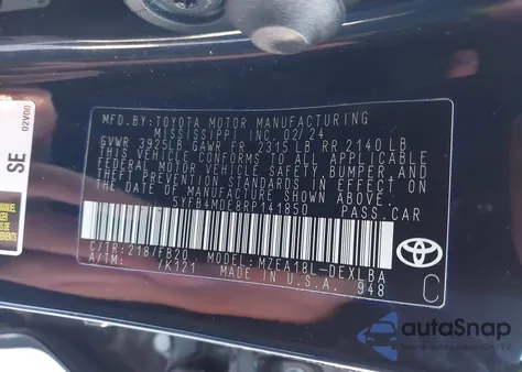 2024 Toyota Corolla Le из США, поврежденный, VIN 5YFB4MDE8RP141850